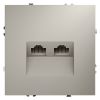 Розетка компьютерная встраиваемая VOLTUM S70 двойная RJ45+RJ45 кат.6, (кашемир)