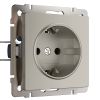Розетка с заземлением и шторками (дымчатый) W1271104