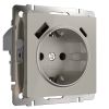 Розетка с заземлением, шторками и USB тип A+C (дымчатый) W1271704
