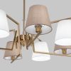 Умная потолочная люстра с тканевыми абажурами 60149/8 латунь
