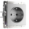 Розетка с заземлением и шторками (серебряный матовый) W1171165