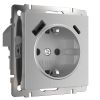 Розетка с заземлением, шторками и USB тип A+C (серебряный рифленый) W1171709