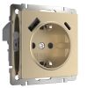 Розетка с заземлением, шторками и USB тип A+C (шампань рифленый) W1171710