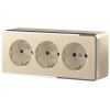 Розетка тройная с заземлением и шторками Gallant шампань рифленый W5073110