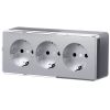 Розетка тройная с заземлением и шторками Gallant серебряный W5073106