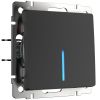 Выключатель одноклавишный проходной с подсветкой черный матовый W1112108