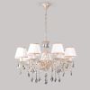 Подвесная люстра с хрусталем и абажурами 3637/7 белый с золотом / прозрачный хрусталь