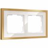 W0022853/ Рамка на 2 поста Baguette (белый/золотистая латунь) W0022853