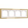 W0042853/ Рамка на 4 поста Baguette (белый/золотистая латунь) W0042853