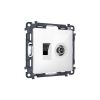 MA112510 Комплект механизма розетки компьютерной + TV оконечной RJ-45 с автоматической защитной шторкой ALFA Белый глянец QUANT (AP1125, VM195)