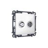 MA113310 Комплект механизма розетки TV оконечной + SAT 5-862MHz 3.5dB/950-2150MHz 3.5dB ALFA Белый глянец QUANT (AP1133, VM217)