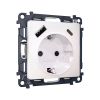 MA210010 Комплект механизма электрической розетки ALFA Жемчуг 2USB A+C 20W (быстрая зарядка) с/з QUANT (AP2100, VM160)