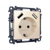 MA329010 Комплект механизма электрической розетки ALFA Бежевый матовый 2USB A+A 18W (быстрая зарядка) с/з QUANT (AP3290, VM155)