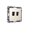 MA332110 Комплект механизма компьютерной двойной розетки RJ-45 с автоматической защитной шторкой ALFA Бежевый матовый QUANT (AP3321, VM189)