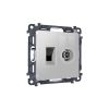 MA412510 Комплект механизма розетки компьютерной + TV оконечной RJ-45 с автоматической защитной шторкой ALFA Серебро глянец QUANT (AP4125, VM195)