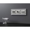 MA412510 Комплект механизма розетки компьютерной + TV оконечной RJ-45 с автоматической защитной шторкой ALFA Серебро глянец QUANT (AP4125, VM195)