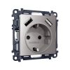 MA509010 Комплект механизма электрической розетки ALFA Сталь матовый 2USB A+A 18W (быстрая зарядка) с/з QUANT (AP5090, VM155)