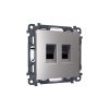 MA512110 Комплект механизма компьютерной двойной розетки RJ-45 (8P8C) CAT6 с автоматической защитной шторкой ALFA Сталь матовый QUANT (AP5121, VM189)