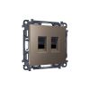 MA642110 Комплект мех-ма компьютерной двойной розетки RJ-45 с автоматической защитной шторкой ALFA Темная бронза матовый QUANT (AP6421, VM189)