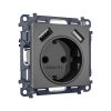 MA659010 Комплект механизма электрической розетки ALFA Антрацит серый 2USB A+A 18W (быстрая зарядка) с/з QUANT (AP6590, VM155)