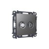 MA663310 Комплект механизма розетки TV оконечной + SAT 5-862MHz 3.5dB/950-2150MHz 3.5dB ALFA Антрацит серый QUANT (AP6633, VM217)