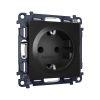 MA807010 Комплект механизма электрической розетки ALFA Черный матовый с/з с шторками QUANT (AP8070, VM141)