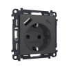 MA910010 Комплект механизма электрической розетки ALFA Графит мягкое касание 2USB A+C 20W (быстрая зарядка) с/з QUANT (AP9100, VM160)