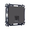 MA912030 Комплект механизма телефонной розетки ALFA Графит мягкое касание RJ-11(4P4C) с шторкой QUANT (AP9120, VM190)
