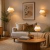 Настенный светильник с плафоном из натурального дерева и ткани 11803