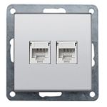 Розетка компьютерная двойная 2хRJ-45 кат.5е с накладкой (серебристый металлик) LK80  LK STUDIO 846203