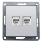 Розетка компьютерная двойная 2хRJ-45 кат.5е с накладкой (серебристый металлик) LK80  LK STUDIO 846203