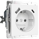 W1171761/ Розетка с заземлением, шторками и USB тип A+C (белый матовый) W1171761