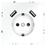 Розетка встраиваемая VOLTUM S70 с заземлением и защитными шторками, 16А, с USB, A+A, (белый матовый)