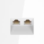 Розетка компьютерная встраиваемая VOLTUM S70 двойная RJ45+RJ45 кат.6, (белый глянцевый)