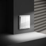 Выключатель встраиваемый VOLTUM S70 двухклавишный с подсветкой 10А, (белый глянцевый)