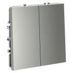 Проходной переключатель встраиваемый VOLTUM S70 двухклавишный 10А, (сталь)