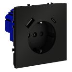 Розетка встраиваемая VOLTUM S70 с заземлением и защитными шторками, 16А, с USB, A+С, (черный матовый