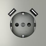 Розетка встраиваемая VOLTUM S70 с заземлением и защитными шторками, 16А, с USB, A+A, (сталь)