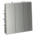 Выключатель встраиваемый VOLTUM S70 трехклавишный 10А, (сталь)