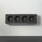 Розетка четверная с заземлением и шторками Gallant черный/хром W5072258