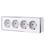 Розетка четверная с заземлением и шторками Gallant белая W5072210
