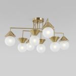 Умная потолочная люстра со стеклянными фактурными плафонами 302002/8 латунь Smart