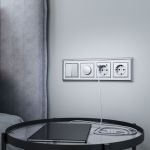 W1120106/ Выключатель двухклавишный с подсветкой (серебряный) W1120106