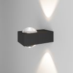 Уличный настенный светильник со светодиодами Lenses черный 35191/W