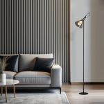 Напольный светильник со стеклянным плафоном 01187/1 черный