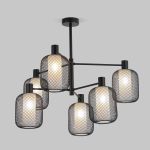 Потолочный светильник с металлическими абажурами и стеклянными плафонами 30191/6 черный