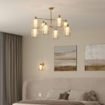 Потолочный светильник с металлическими абажурами и стеклянными плафонами 30192/8