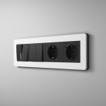 Рамка из поликарбоната на 4 поста Split белый/черный, soft-touch W0043068