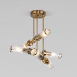 Умный потолочный светильник со стеклянными плафонами 60166/6 латунь