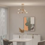 Умный потолочный светильник со стеклянными плафонами 60166/6 латунь